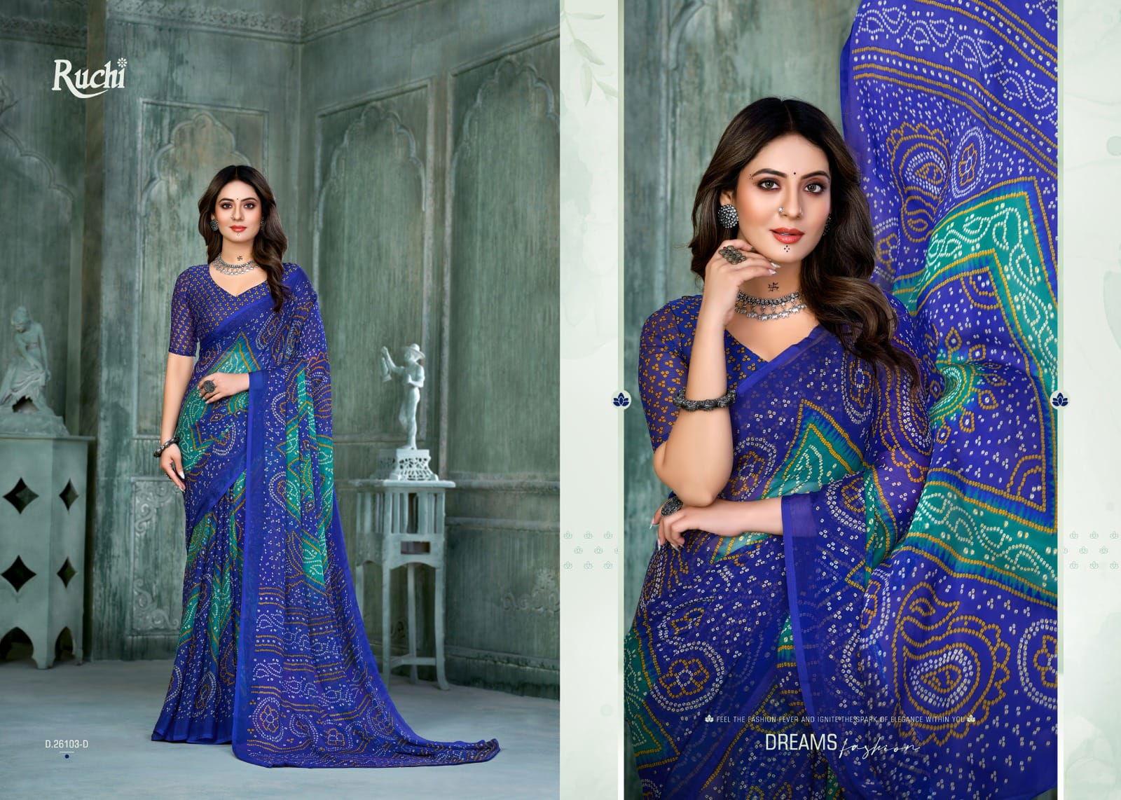 Star Chiffon 131 Bandhani Printed Daily Wear Sarees Catalog